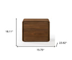 Modern Walnut Brown Nightstand with Two Drawers  Warm Home View
