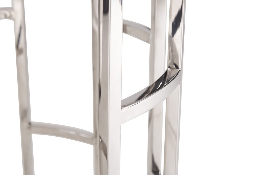 Stylish Silver And White Marble Round Geometric End or Side Table  Warm Home View