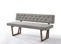 63" Gray and Brown Upholstered Linen Blend Dining Bench  Warm Home View