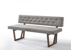 63" Gray and Brown Upholstered Linen Blend Dining Bench  Warm Home View