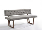 63" Gray and Brown Upholstered Linen Blend Dining Bench  Warm Home View