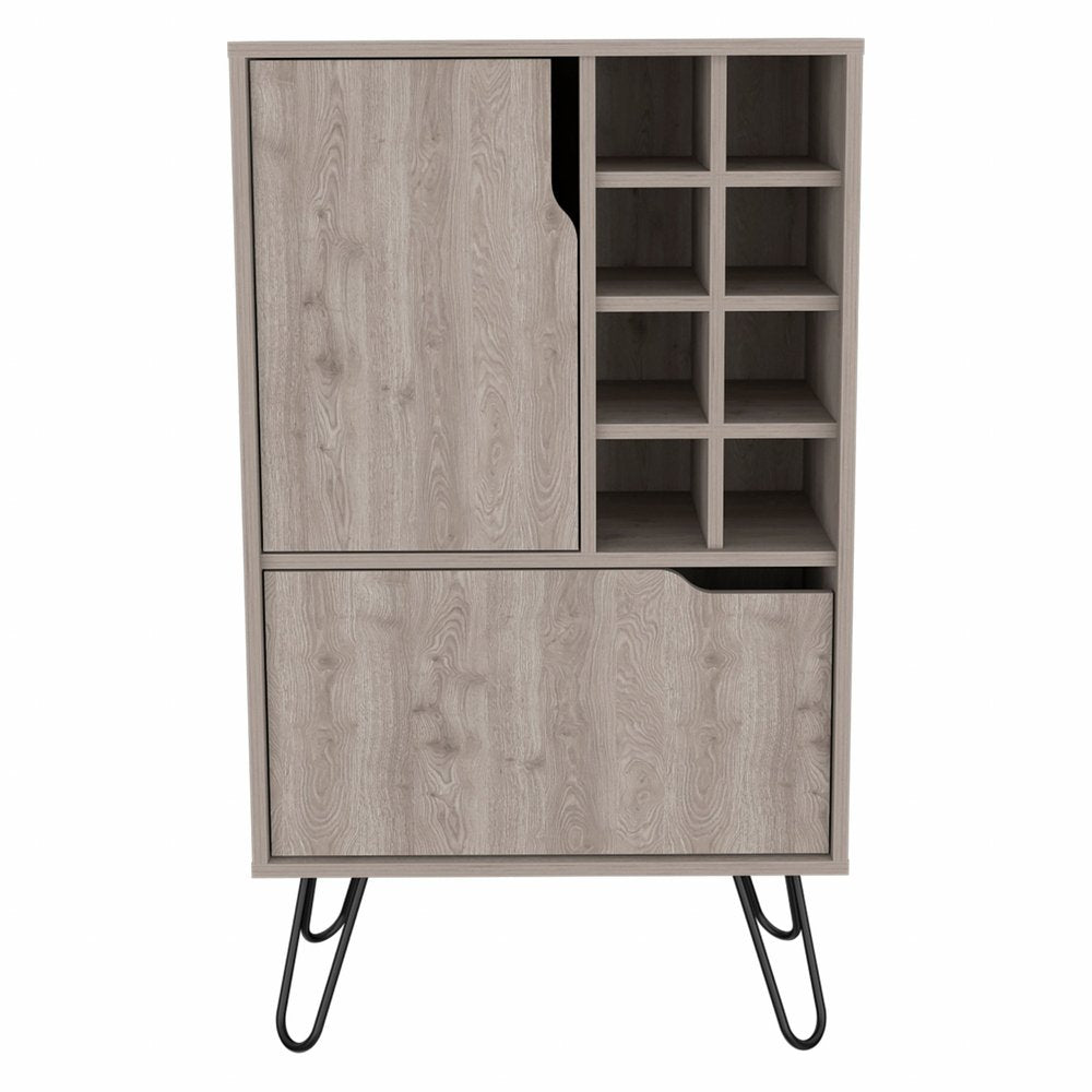 Light Gray Bar Cabinet with Two Door Panels  Warm Home View