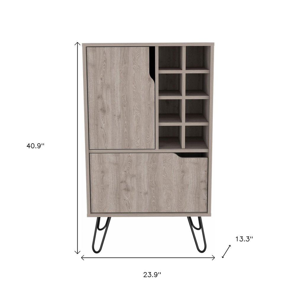 Light Gray Bar Cabinet with Two Door Panels  Warm Home View