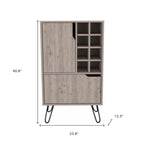 Light Gray Bar Cabinet with Two Door Panels  Warm Home View