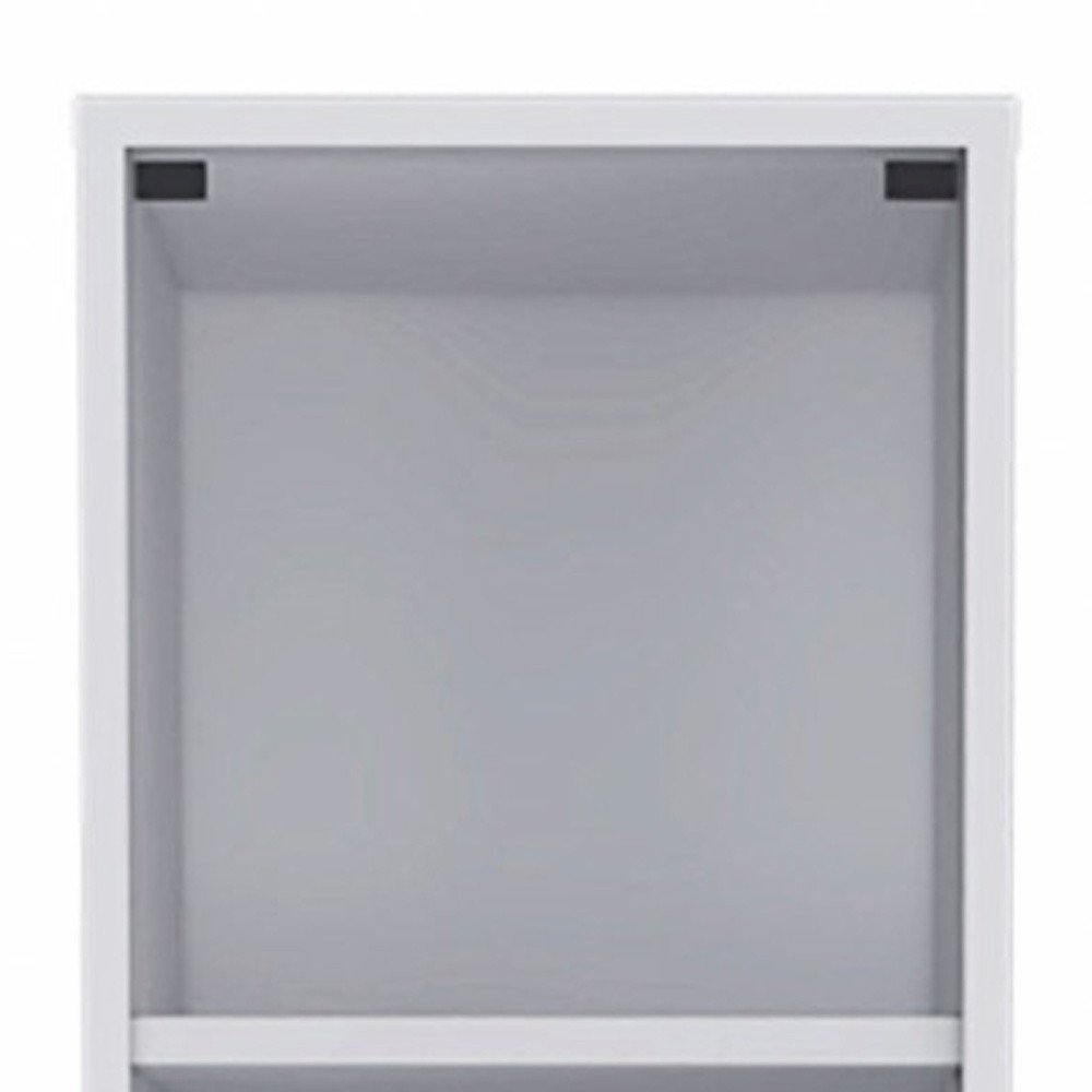 White Bathroom Storage Cabinet with Glass Door and Sliding Drawers  Warm Home View