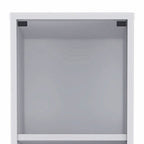 White Bathroom Storage Cabinet with Glass Door and Sliding Drawers  Warm Home View