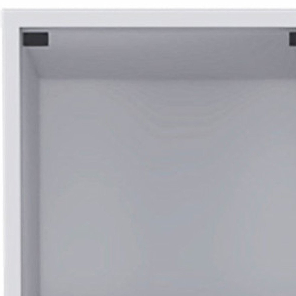 White Bathroom Storage Cabinet with Glass Door and Sliding Drawers  Warm Home View