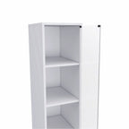 White Bathroom Storage Cabinet with Glass Door and Sliding Drawers  Warm Home View
