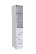 White Bathroom Storage Cabinet with Glass Door and Sliding Drawers  Warm Home View