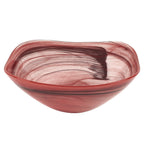 Set of Two 6" Red And White Alabaster Glass Square Salad Bowl  Warm Home View