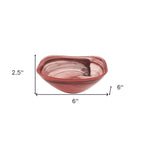 Set of Two 6" Red And White Alabaster Glass Square Salad Bowl  Warm Home View