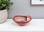 Set of Two 6" Red And White Alabaster Glass Square Salad Bowl  Warm Home View