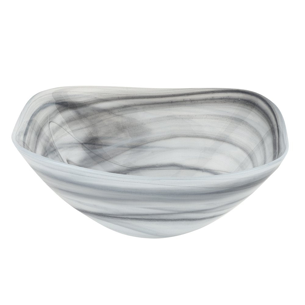 Set of Two 6" Gray And White Alabaster Glass Square Candy or Nut Bowls  Warm Home View