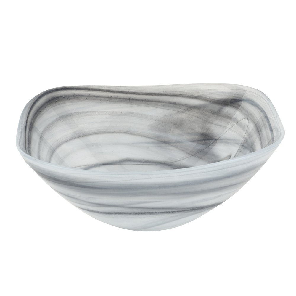 Set of Two 6" Gray And White Alabaster Glass Square Candy or Nut Bowls  Warm Home View