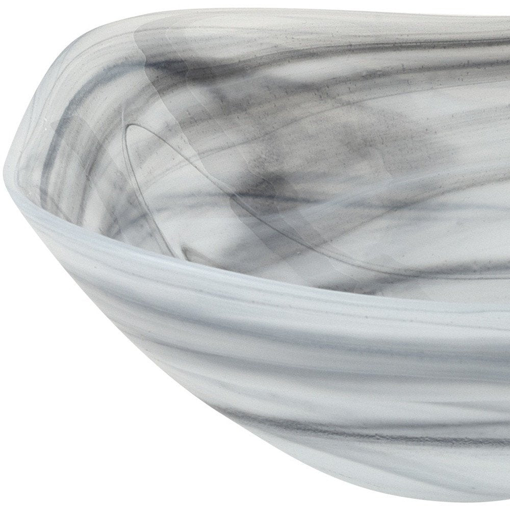 Set of Two 6" Gray And White Alabaster Glass Square Candy or Nut Bowls  Warm Home View