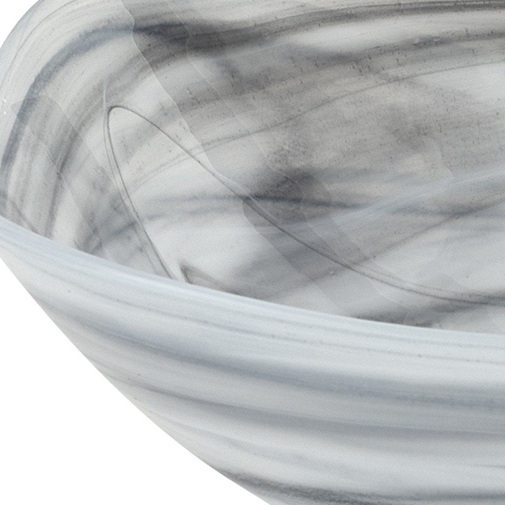 Set of Two 6" Gray And White Alabaster Glass Square Candy or Nut Bowls  Warm Home View