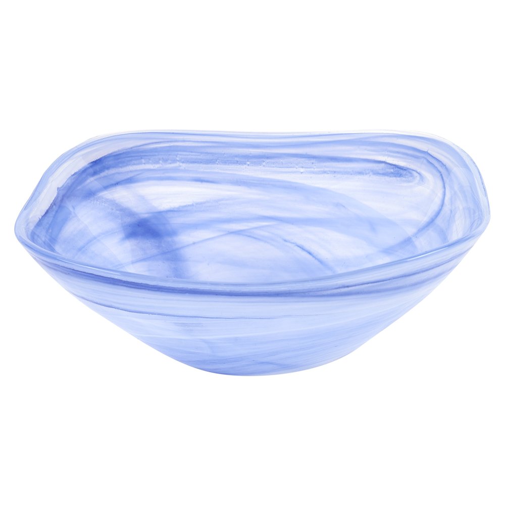 Set of Two 6" Blue And White Alabaster Glass Square Candy or Nut Bowls  Warm Home View