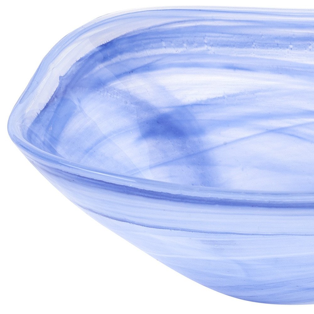 Set of Two 6" Blue And White Alabaster Glass Square Candy or Nut Bowls  Warm Home View