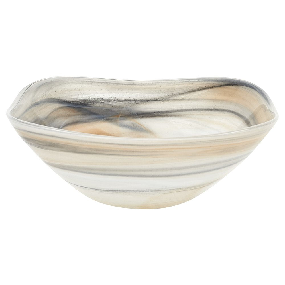 Set of Two 6" Taupe And White Alabaster Glass Square Candy or Nut Bowl  Warm Home View