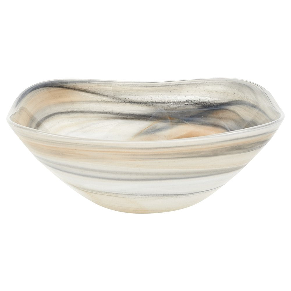 Set of Two 6" Taupe And White Alabaster Glass Square Candy or Nut Bowl  Warm Home View