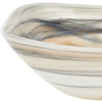 Set of Two 6" Taupe And White Alabaster Glass Square Candy or Nut Bowl  Warm Home View