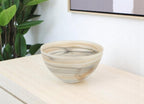 6" Taupe And White Alabaster Glass Round Candy or Nut Bowl  Warm Home View