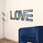 Silver Mirrored Mosaic Crystal Bling LOVE Wall Decor  Warm Home View