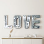 Silver Mirrored Mosaic Crystal Bling LOVE Wall Decor