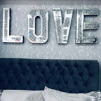 Silver Mirrored Mosaic Crystal Bling LOVE Wall Decor  Warm Home View
