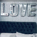 Silver Mirrored Mosaic Crystal Bling LOVE Wall Decor  Warm Home View