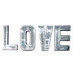 Silver Mirrored Mosaic Crystal Bling LOVE Wall Decor  Warm Home View