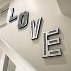 Silver Mirrored Mosaic Crystal Bling LOVE Wall Decor  Warm Home View