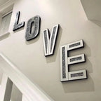 Silver Mirrored Mosaic Crystal Bling LOVE Wall Decor  Warm Home View