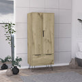 74" Oak Wood Two Door Single Drawer Combo Dresser  Warm Home View