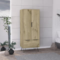 74" Oak Wood Two Door Single Drawer Combo Dresser  Warm Home View