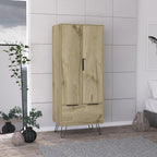 74" Oak Wood Two Door Single Drawer Combo Dresser  Warm Home View