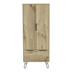 74" Oak Wood Two Door Single Drawer Combo Dresser  Warm Home View