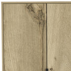 74" Oak Wood Two Door Single Drawer Combo Dresser  Warm Home View