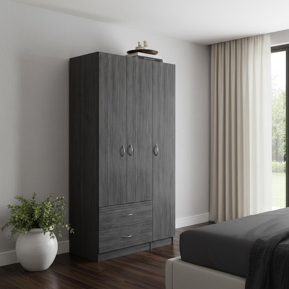 71" Gray And White Wood Two Drawer Combo Dresser  Warm Home View