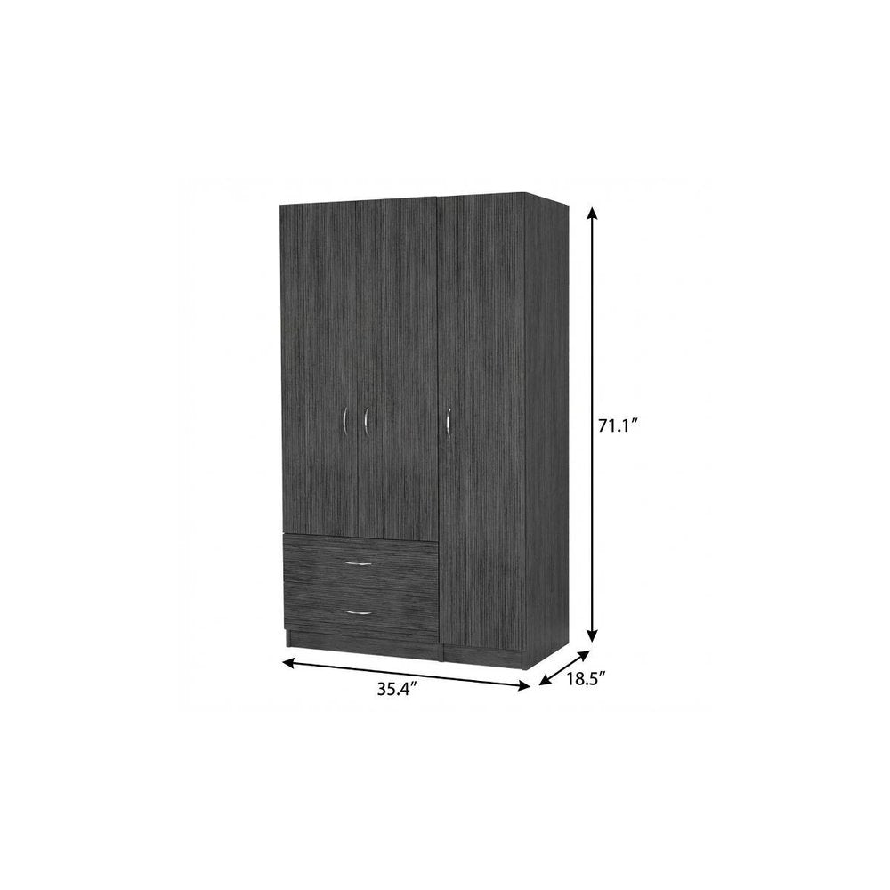 71" Gray And White Wood Two Drawer Combo Dresser  Warm Home View