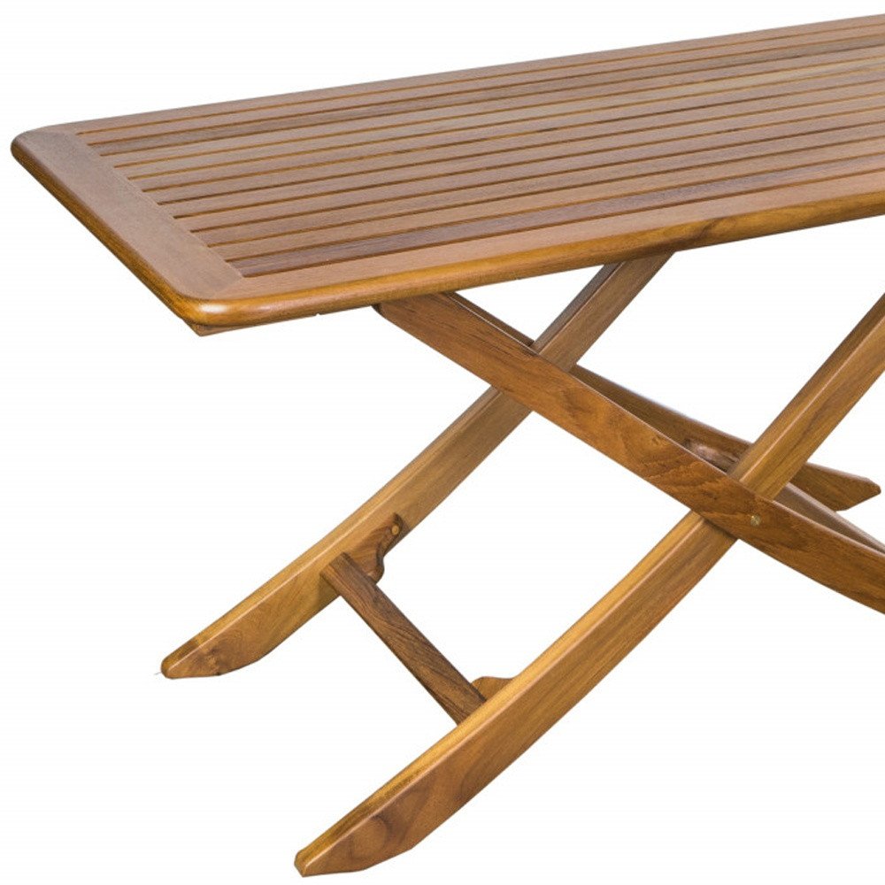 43" Brown Solid Wood Folding Outdoor Picnic Table  Warm Home View