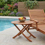 40" Brown Oval Solid Wood Folding Outdoor Side Table  Warm Home View
