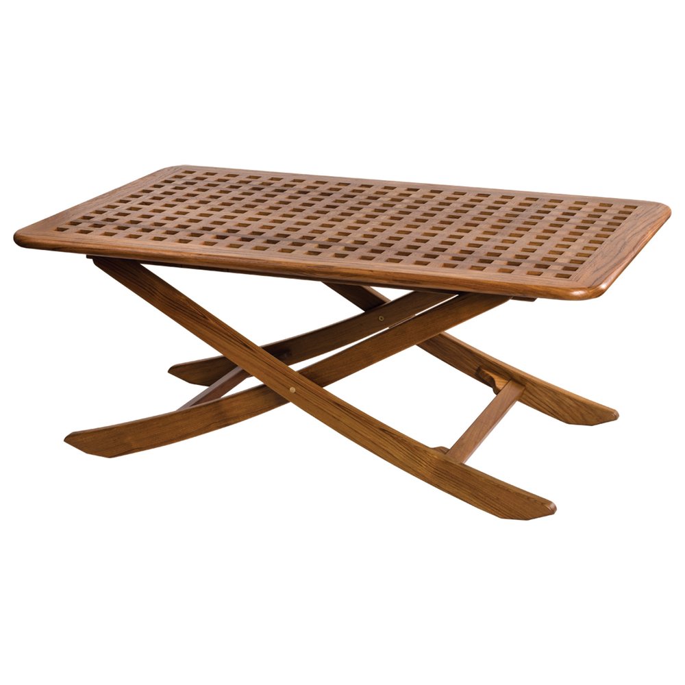 43" Brown Solid Wood Folding Outdoor Side Table  Warm Home View
