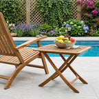 43" Brown Solid Wood Folding Outdoor Side Table  Warm Home View