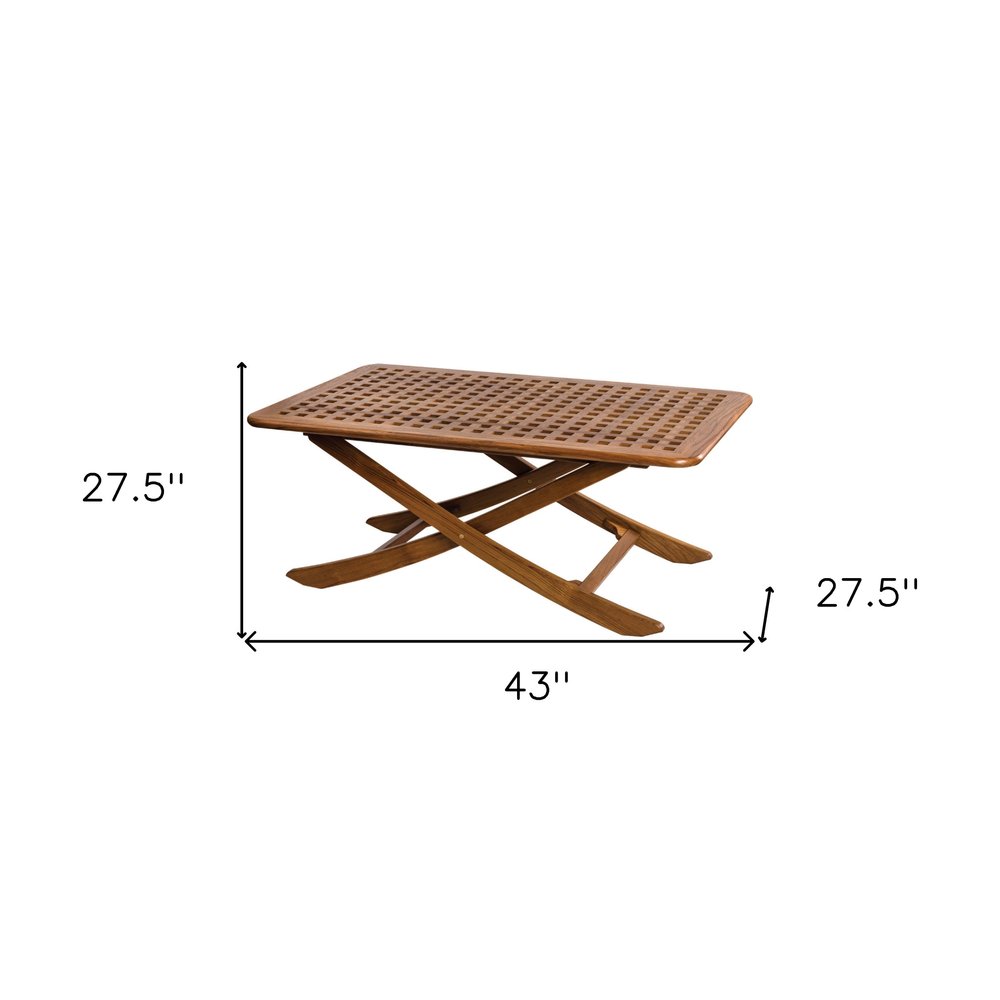 43" Brown Solid Wood Folding Outdoor Side Table  Warm Home View
