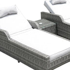 12-Piece Outdoor Gray Wicker Seating Group - Sectional Sofa, Chaises, and Fire Pit Table with White All-Weather Cushions  Warm Home View