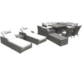 Twelve Piece Outdoor Gray Wicker Multiple Chairs Seating Group Fire Pit Included with White Cushions  Warm Home View