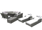 Twelve Piece Outdoor Gray Wicker Multiple Chairs Seating Group Fire Pit Included with White Cushions  Warm Home View