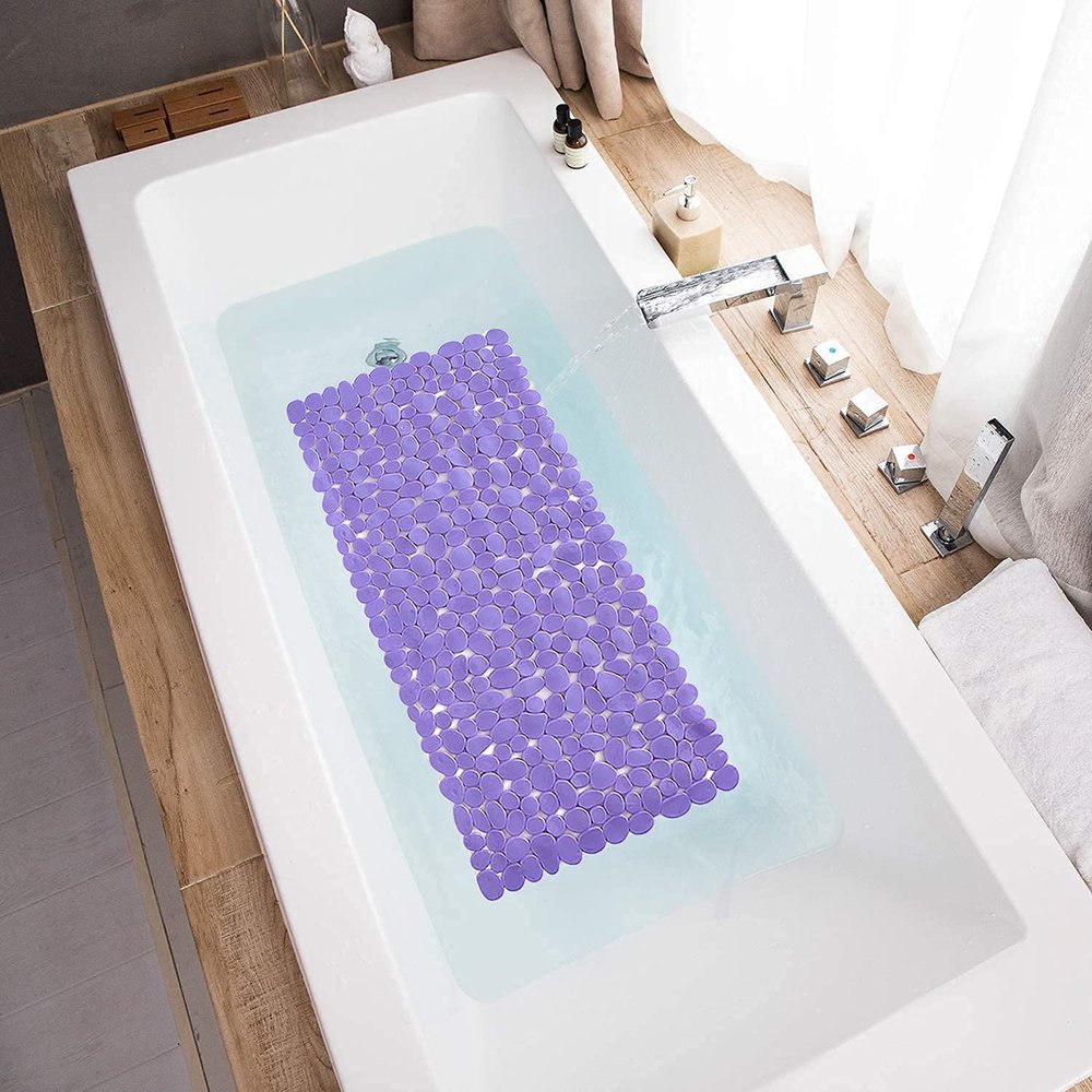 35" Purple Spa Pebbles Non Slip Bathtub Mat  Warm Home View