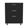 35" Black Wood Three Drawers Filing Cabinet  Warm Home View